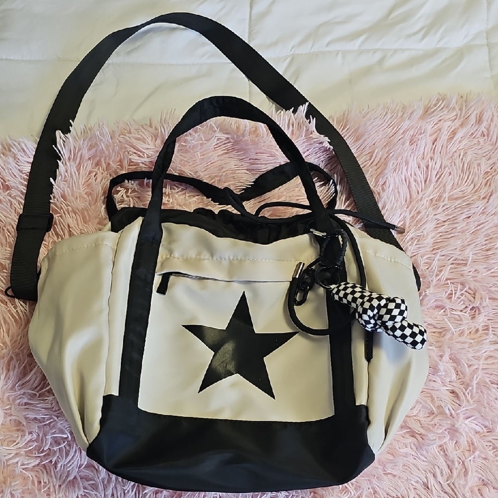 Stylish Black and White Star Tote Bag